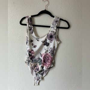 Vintage style floral open back bodysuit